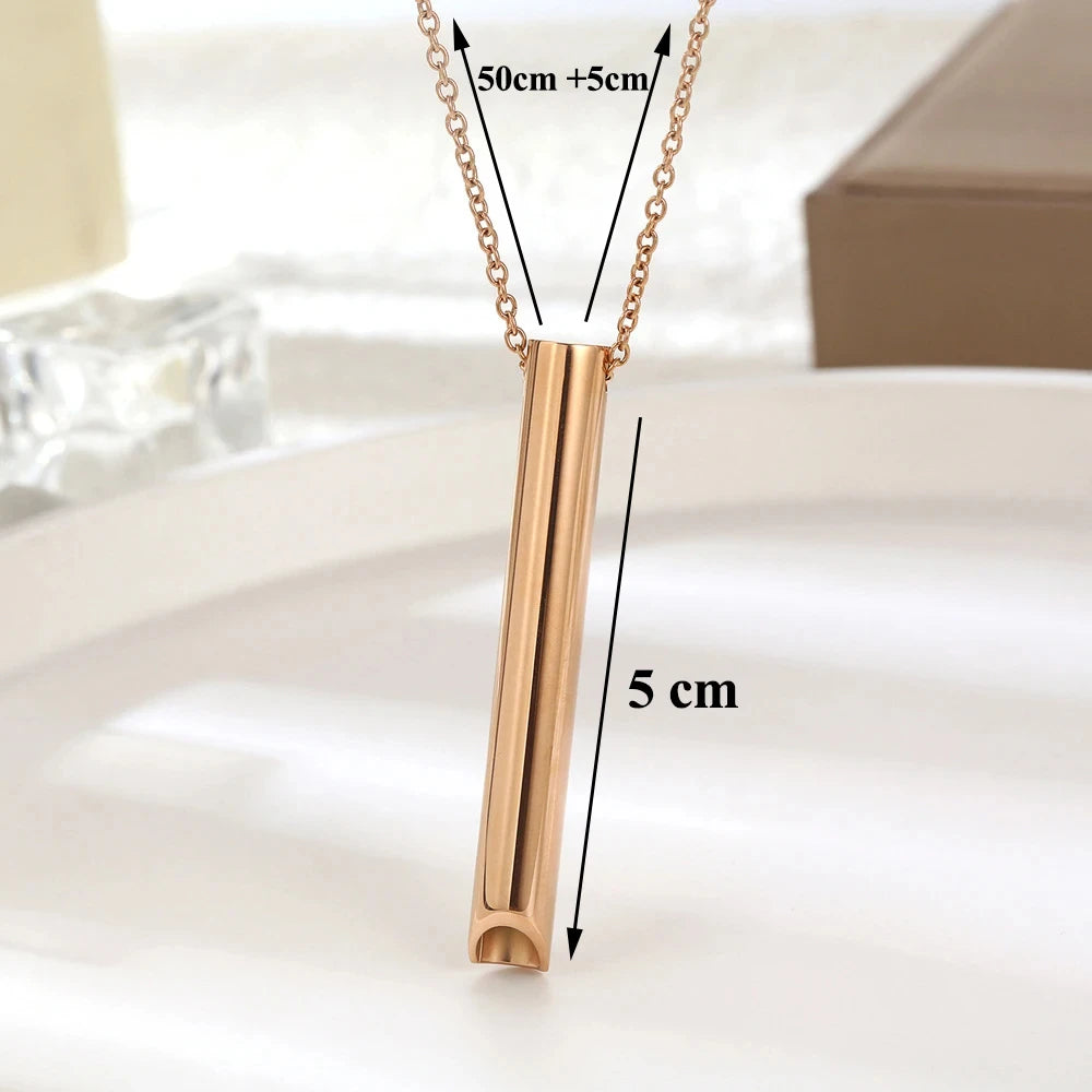 Stainless Steel Anxiety Breathing Necklace for Women Stress Relief Meditation Necklaces Yoga Ritual Female Waterproof Jewelry