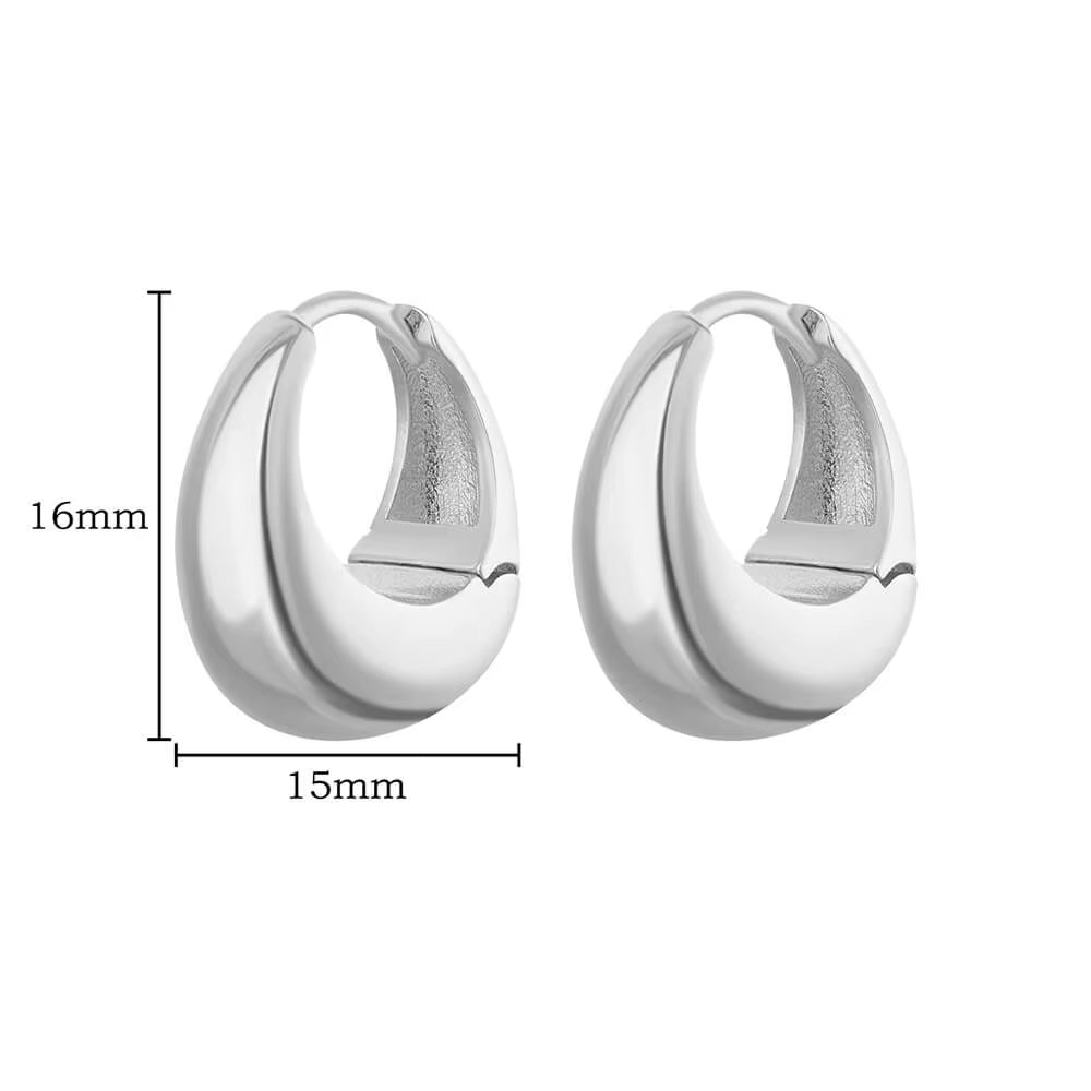 U Shape Hoop Earrings for Women Smooth Gold Plated Stainless Steel Earrings Female Classic Statement Wedding Ear Jewelry Aretes