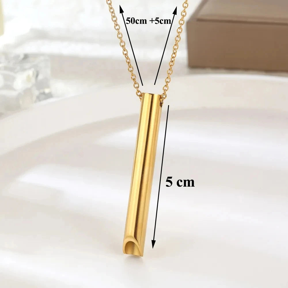 Stainless Steel Anxiety Breathing Necklace for Women Stress Relief Meditation Necklaces Yoga Ritual Female Waterproof Jewelry